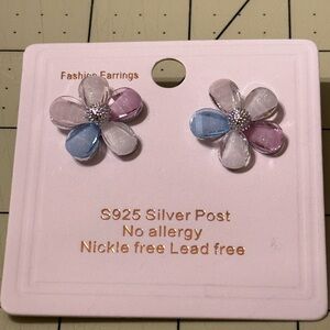 Flower Earrings with Silver Post